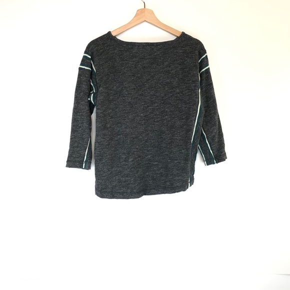 Madewell Dark Gray 3/4 Sleeve Striped Sweater Top - Picture 7 of 10